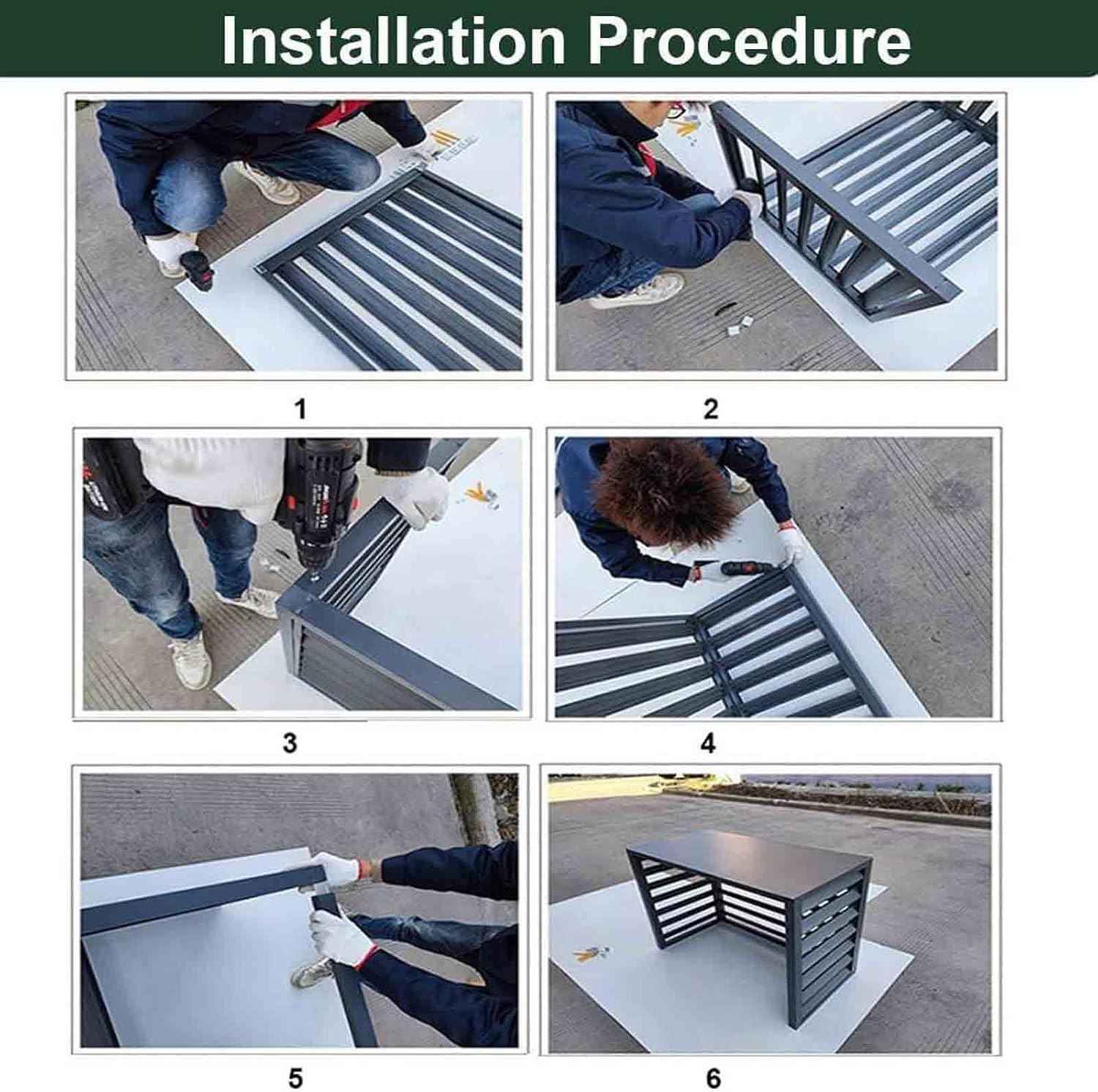 GENERIC Housse De Protection Pour Climatiseur Extérieur – Housse De Pompe à Chaleur En Aluminium Résistante Aux Intempéries – Barrière Décorative D'intimité – Réduction Du Bruit – Protection Extérieure
