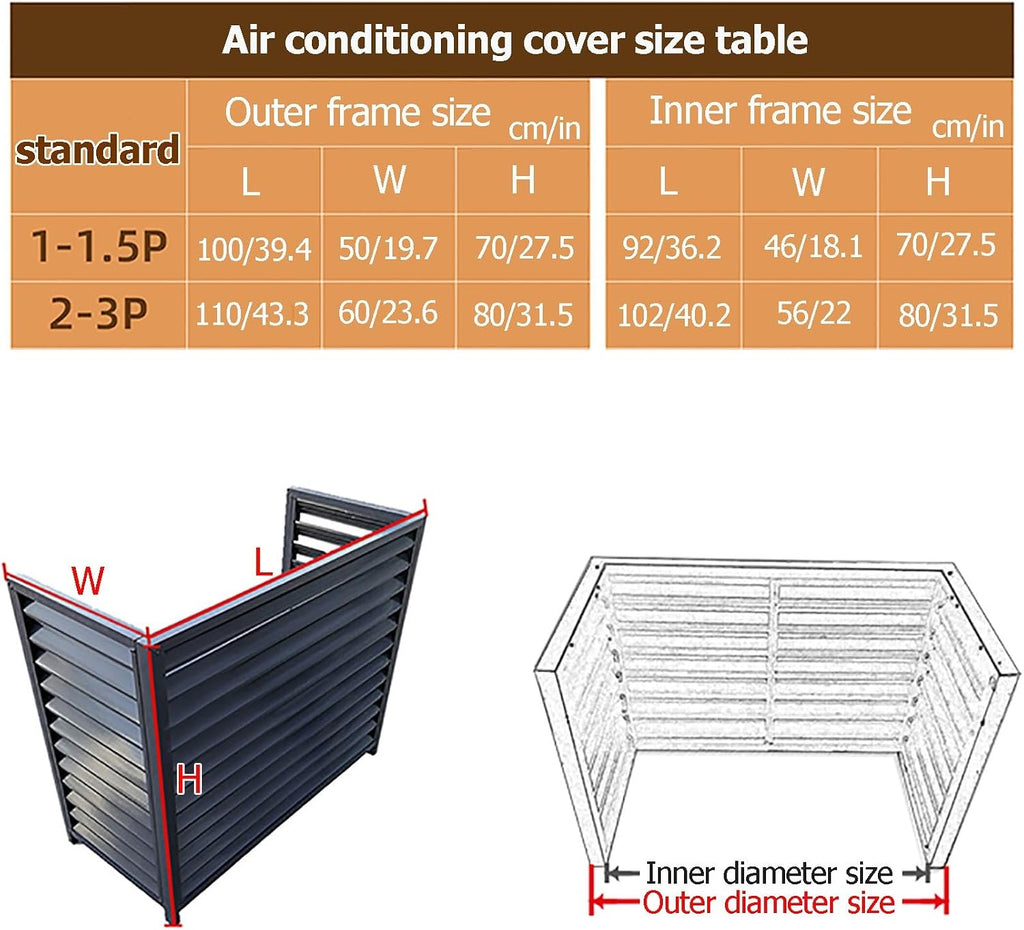  Housse De Protection Décorative En Aluminium Pour Climatiseur Extérieur Et Pompe à Chaleur - Pour Unités De Climatisation Et Ordures - Utilisation En Intérieur/extérieur