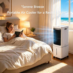  Refroidisseur D'air Par évaporation, Ventilateur De Refroidissement Avec Réservoir D'eau Amovible De 12 L Et Minuterie De 7,5 H, Unité De Climatisation Avec Télécommande Adaptée Au Salon, Au Garage,