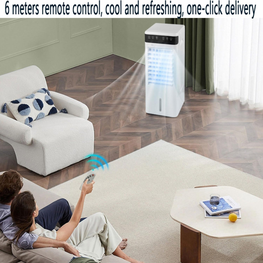 GENERIC Climatisation Portable Avec Réservoir 5L, 3 Vitesses Et Minuteries, Refroidisseur D'évaporation Silencieux Pour La Chambre, Le Bureau, Le Camping - Refroidissement Efficace Sans Tuyau, Télécommande Et