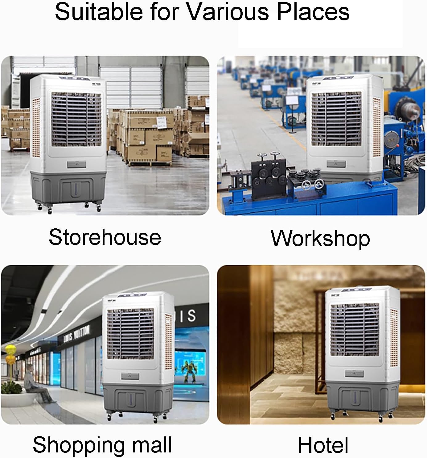 GENERIC Refroidisseur D'air évaporatif à 3 Vitesses, Ventilateur D'oscillation à 120 ° Avec Réservoir 55L, Unité De Refroidissement Portable Silencieuse Pour L'utilisation De Bureau à Domicile, énergétique Av