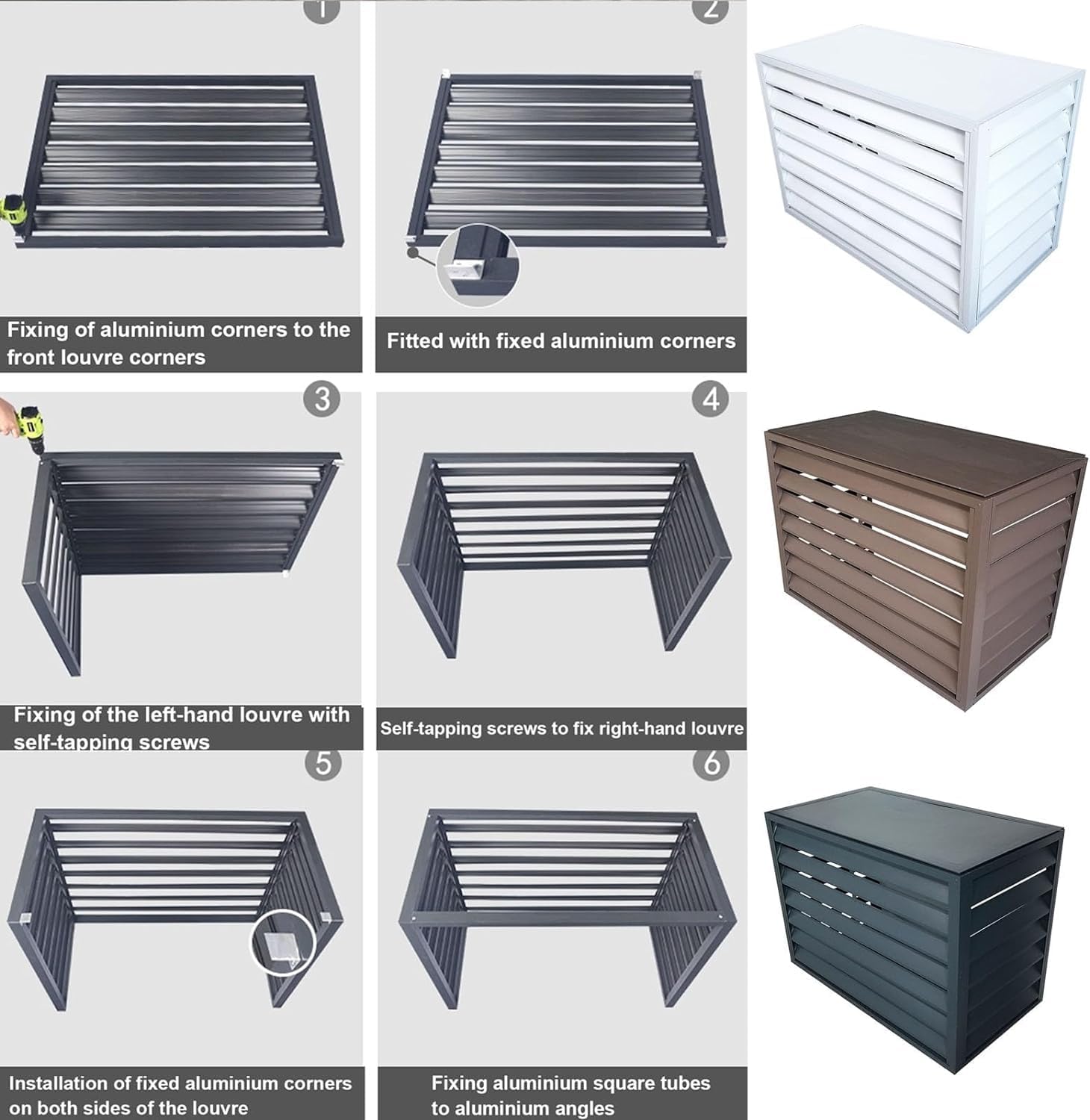 GENERIC Housse De Protection En Aluminium Pour Climatiseur Extérieur, Protection De Pompe à Chaleur Pour Unités Divisées, Réduction Du Bruit, Support Polyvalent Pour Plantes, Protection Extérieure Résistante