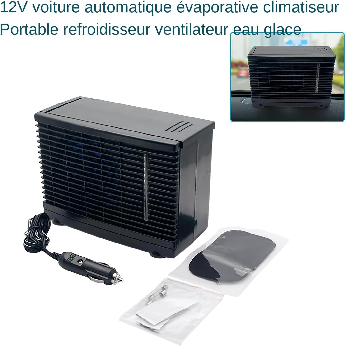  Climatiseur Ventilateur Portable Pour Voiture, Souffleur D'Air Portable Pour Voiture, Rafraîchisseur D'Air Évaporatif 12V Pour Camion Camping-Car Voyage Sous-Sol Chambre Garage