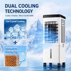 Climatiseur Portable 15L Avec Ventilateur Et Rafraîchisseur D'air Par évaporation, Grand Réservoir D'eau, 3 Vitesses Et Roulettes Universelles Pour Chambre, Salon Et Bureau RemoteControl