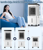 GENERIC Climatiseur Mobile 15L : Refroidisseur D'air évaporatif, 3 Vitesses, Oscillation 90°, Minuterie 7.5H, Ventilateur Silencieux 40dB, écoénergétique, Compact à Roulettes Pour Bureau Chambre