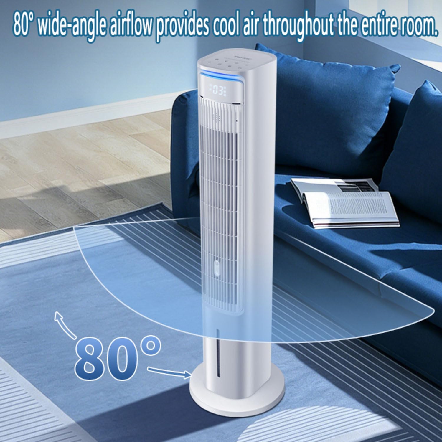 GENERIC Ventilateur De Refroidisseur D'air Portable Avec Réservoir 5L, 3 Vitesses, 12H Minuterie, 80 Oscillation.Refroidisseurs De Marais D'évaporation Silencieux Pour Chambre à Coucher, Bureau.Unité De Clima