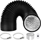  Tuyau Ventilation PVC 100mm Pour Hotte Aspirante 3m Flexible Tuyau D'Evacuation Avec 2 Colliers De Serrage Et 1 Adhésif Aluminium Pour Climatisation Extracteur D'Air Ventilateur Tubulair Gris