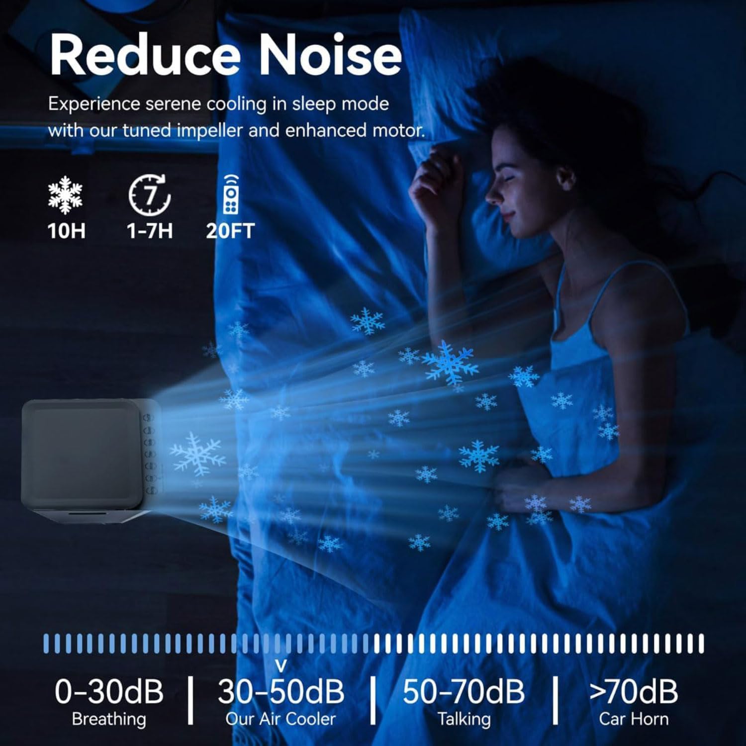 GENERIC Climatiseur Portable 3-IN-1 Ultra-Quiet Design Portable AC Unit Ventilateur De Refroidissement Avec 3 Vitesses 60°Auto Oscillation 7H Timer 4 Ice Box Refroidisseur D'air évaporatif Pour Home Bureau Ch