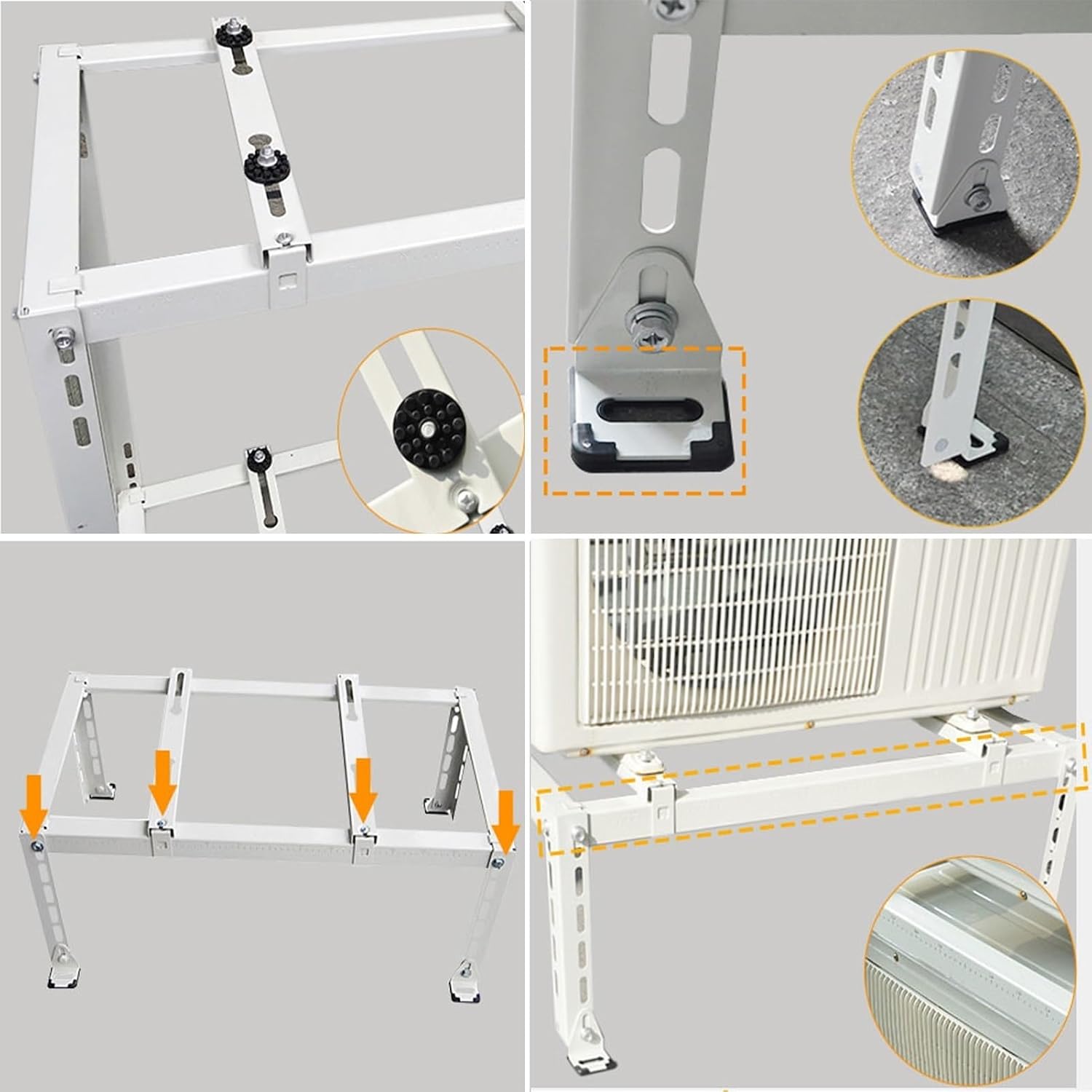  Support De Climatiseur Sans Perçage – Support De Montage Robuste Pour Climatiseur Pouvant Supporter Jusqu'à 217,7 Kg Avec Amortisseurs – Support Au Sol Pour Mini Pompe à Chaleur AC