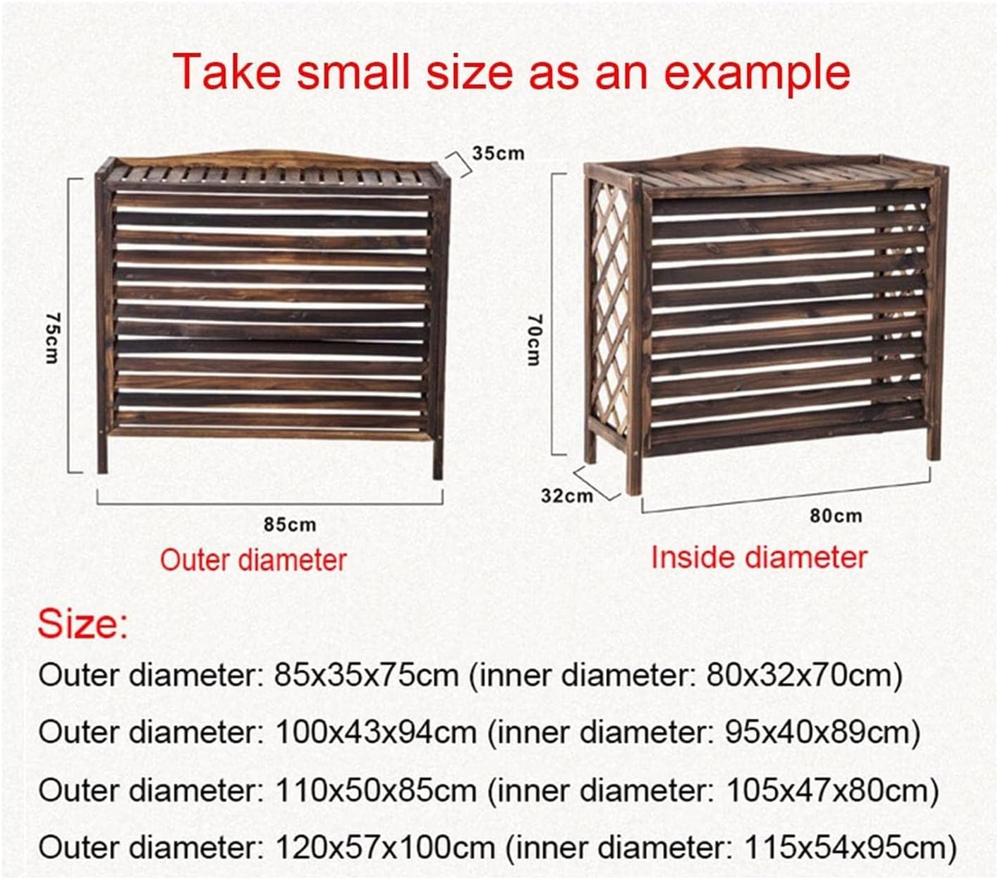 GENERIC Grille De Protection En Bois Massif Pour Climatiseur - 100 X 43 X 94 Cm