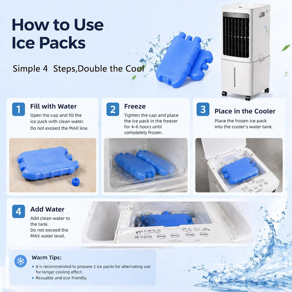 GENERIC Refroidisseur D'air évaporatif Portable, Réservoir Amovible De 12L Et Boîtes à Glace Pour Le Refroidissement Instantané.Smart 7.5H Timer Avec Télécommande.Le Filtre Anti-Pousse Assure Un Débit D'air P