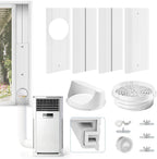  Kit Calfeutrage Climatiseur, Kit De Fenêtre Pour Climatiseur Mobile Avec Adapt Universel 13/15cm, Plaque Coulissante De Fenêtre Réglable Kit, Facile à Installer, Pas De Perçage