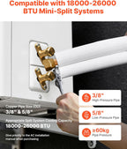  VEVOR Kit Liaison Frigorifique Tuyau En Cuivre Mini-split 9,5 Mm 15,9 Mm Diamètre Extérieur, 15,2 M Longueur, Bobine Isolée PE Blanc Épais 9,5 Mm Avec Écrous, Raccords, Pour Mini Climatiseurs Split