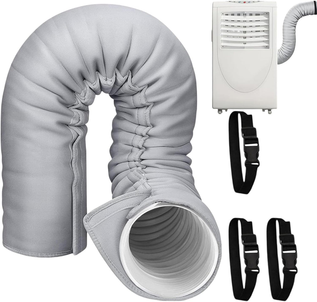  Housse Pour Tuyau De Climatiseur Portable, Housse Isolante 3 Sangles | Bande Calorifuge Pour Tuyau Climatiseur Ajustables Pour Tuyaux D'échappement De 5" 5,9" De Diamètre, Hiver Intérieur Garage