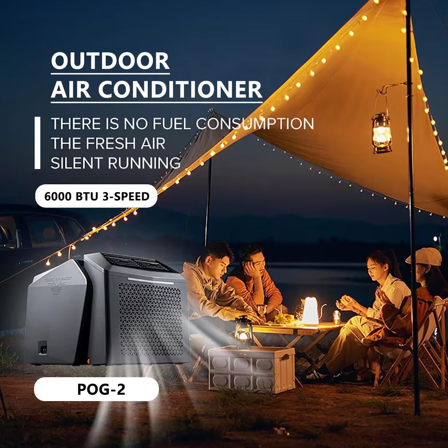 GENERIC Climatiseur De Camping Portable – 6000 BTU DC 48 V 450 W Avec Télécommande, Fonctionnalité 4 En 1 : Refroidissement, Ventilateur, Déshumidification Et Mode Veille, Idéal Pour Jusqu'à 100 M²