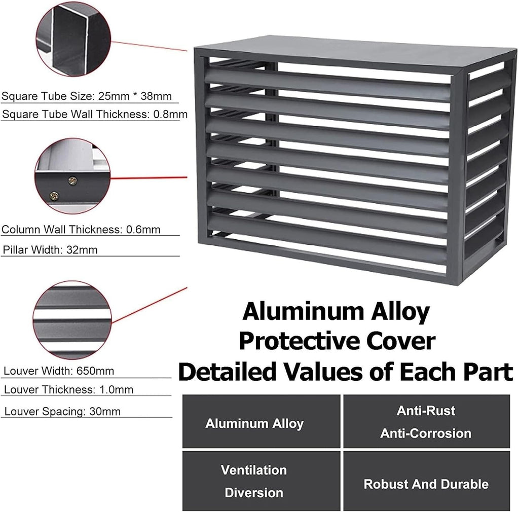  Couvercle De Climatiseur Extérieur En Aluminium Et Boîtier De Pompe à Chaleur, écran De Clôture De Protection Pour Unités De Climatisation, Bouclier De Condensateur Autonome Pour Ordures Ou CVC