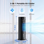  Climatiseur Mobile Sans Évacuation (<30 DB), Moteur CC Amélioré 2026, Ventilation Puissante 7,5 M/s, Minuteur 10H, Oscillation 90° Et 4 Vitesses, Climatiseur Portable Avec Télécommande, Noir Dépoli