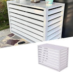 GENERIC Housse En Aluminium à 4 Panneaux Fendue Pour Climatiseur - Pompe à Chaleur Et Poubelle D'extérieur - Clôture Blanche Résistante Aux Intempéries (110 X 60 X 80 Cm)