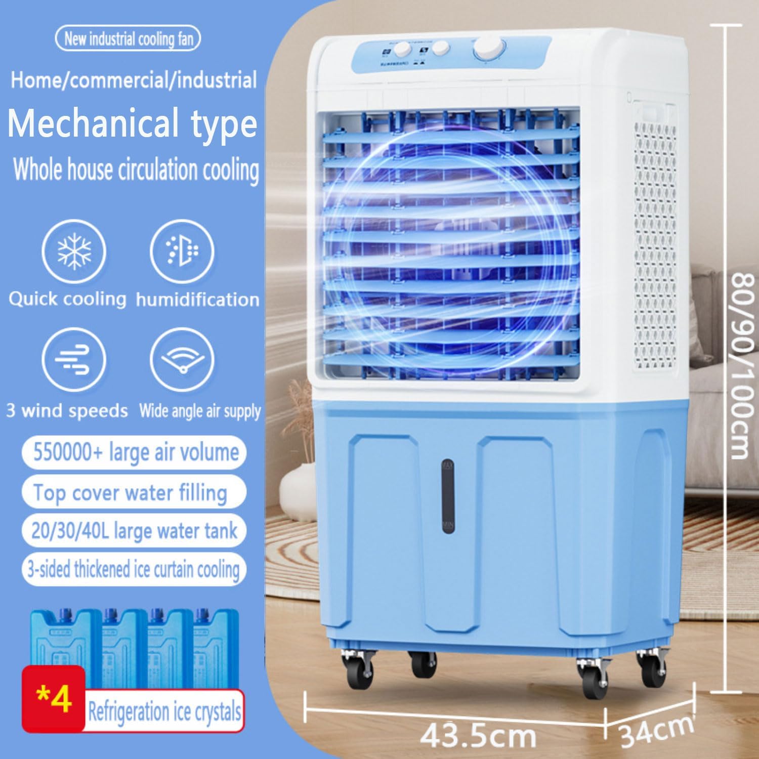  Climatiseur Portable Avec Grand Réservoir D'eau Pour Un Refroidissement 3D. Refroidisseur D'air évaporatif Portable 3-en-1 Avec écran Tactile LED, 3 Vitesses De Ventilati