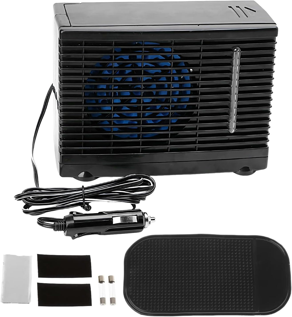 Climatiseur Ventilateur Portable Pour Voiture, Souffleur D'Air Portable Pour Voiture, Rafraîchisseur D'Air Évaporatif 12V Pour Camion Camping-Car Voyage Sous-Sol Chambre Garage