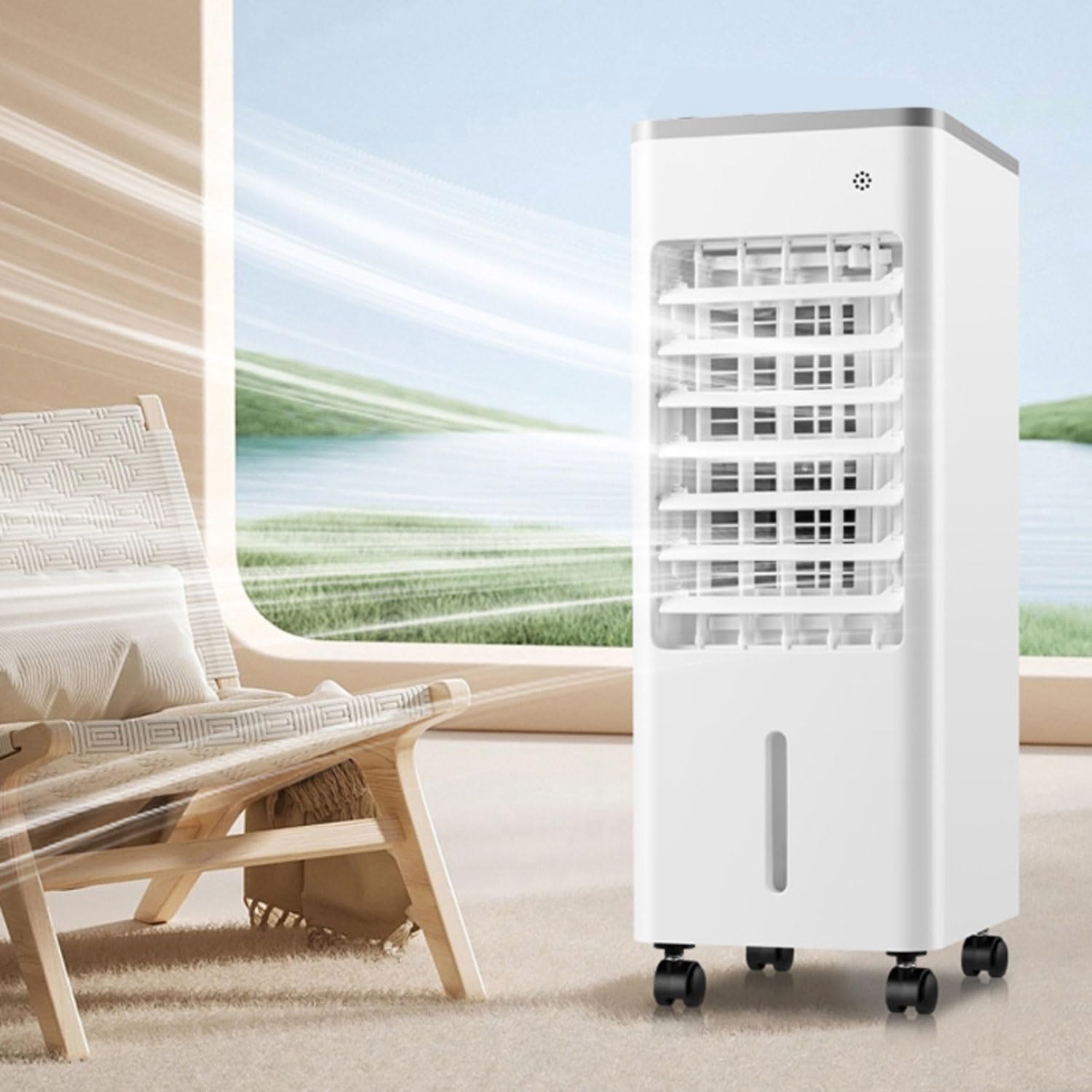 GENERIC Windowless Portable Air Conditioners 9L Evaporative Air Cooler LED Display Portable Cooling Fan Air Purifier 3 Speeds 90°Oscillating 8H Timer Cooling AC Unit Humidifier For Home Office Bedro