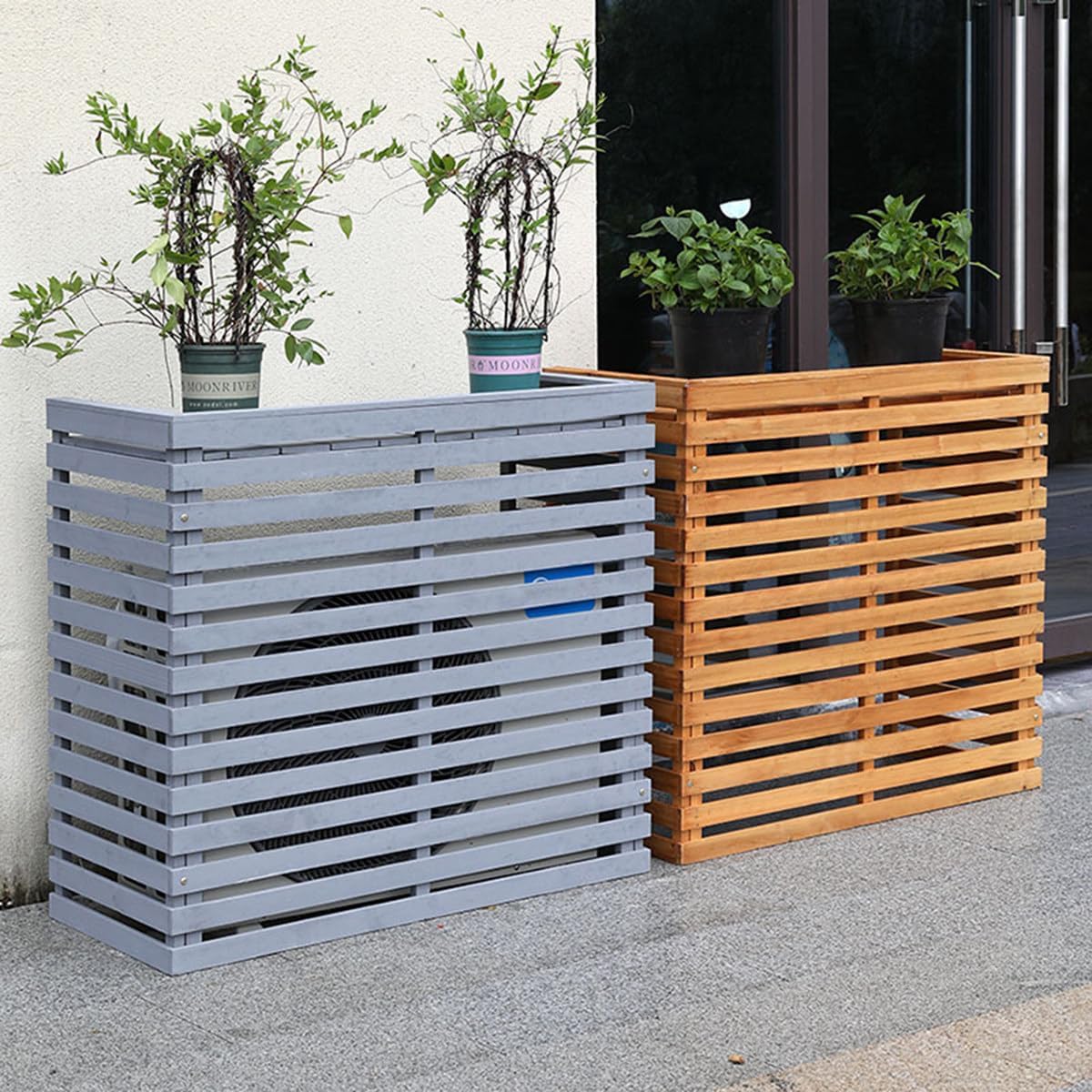 GENERIC Housse De Protection Pour Climatiseur D'extérieur En Bois – Capuche à Persiennes Et Support En Bois Massif Multifonction Pour Fleurs Taille A-105 X 45 X 95 Cm Protection Contre Les Intempéries