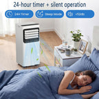  Climatiseur Portable, Unité Intelligente Intelligente Avec Déshumidificateur Cool Et Modes Ventilateur Pour La Pièce Jusqu'à 350 Sq.ft, Télécommande, Minuterie 24 Heures, Kit D'installation Inclus