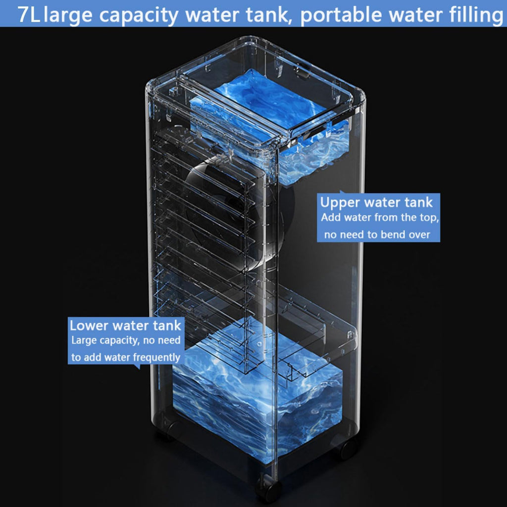 GENERIC Climatiseur Portable 4 En 1 Avec Réservoir 7L, Refroidisseur évaporatif Et Appareil De Chauffage Pour Les Chambres.Fonctionnalités Télécommande, Ventilateur Oscillant, Mode Veille Silencieux Et Concep