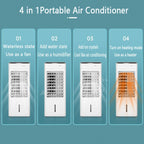 GENERIC Climatiseur Portable 4 En 1 Avec Réservoir 7L, Refroidisseur évaporatif Et Appareil De Chauffage Pour Les Chambres.Fonctionnalités Télécommande, Ventilateur Oscillant, Mode Veille Silencieux Et Concep