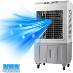  Refroidisseur D'air Industriel Par évaporation Avec 4 Roues Universelles, Réservoir D'eau De 60 L, Oscillation à 120 °, 3 Vitesses, Refroidissement Jusqu'à 90 M²