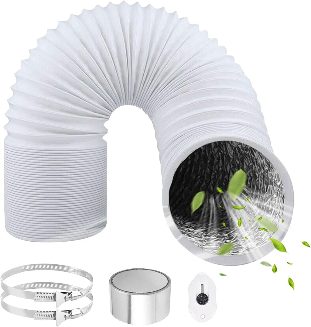  Tuyau Ventilation PVC 100mm Pour Hotte Aspirante 3m Flexible Tuyau D'Evacuation Avec 2 Colliers De Serrage Et 1 Adhésif Aluminium Pour Climatisation Extracteur D'Air Ventilateur Tubulair Gris
