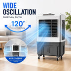  Rafraîchisseurs D'air Par Évaporation Avec Réservoir D'eau 50 L/55 L, Climatiseurs Portables, 3 Vitesses Avec Oscillation, Télécommande, Minuterie 7 Heures, 4 Blocs De Glace(88 * 50 * 37cm)