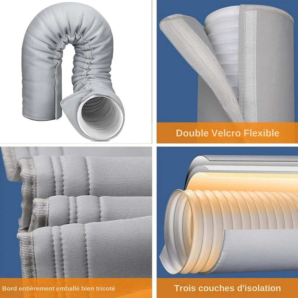  Housse Pour Tuyau De Climatiseur Portable, Housse Isolante 3 Sangles | Bande Calorifuge Pour Tuyau Climatiseur Ajustables Pour Tuyaux D'échappement De 5" 5,9" De Diamètre, Hiver Intérieur Garage