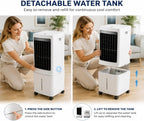  Refroidisseur D'air Par évaporation, Ventilateur De Refroidissement Avec Réservoir D'eau Amovible De 12 L Et Minuterie De 7,5 H, Unité De Climatisation Avec Télécommande Adaptée Au Salon, Au Garage,