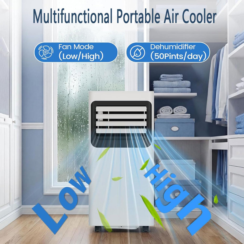 GENERIC Climatiseur Portable Pour Pièces Jusqu'à 30 M², Unité AC Silencieuse Avec Télécommande, écran LED, Minuterie 24 Heures, Mode Veille, Kit De Fenêtre Pour Chambre à Coucher Ou Bureau