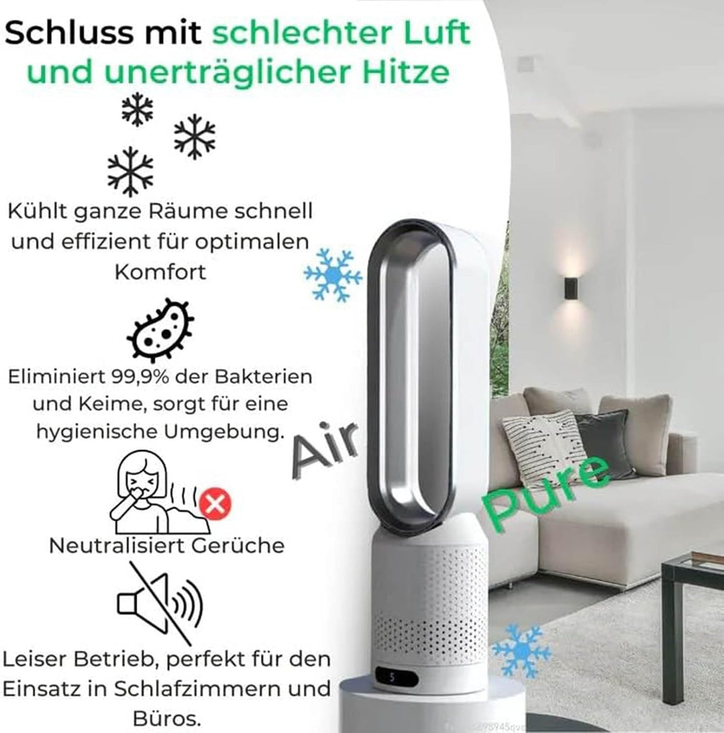 GENERIC Ventilateur Tour 3 En 1, Ventilateur De Refroidissement Sans Pales De 58,4 Cm Avec Télécommande, Ventilateur De Bureau Oscillant à 90°, Minuterie 2H, Circulation D'air Silencieuse Pour Chambre à