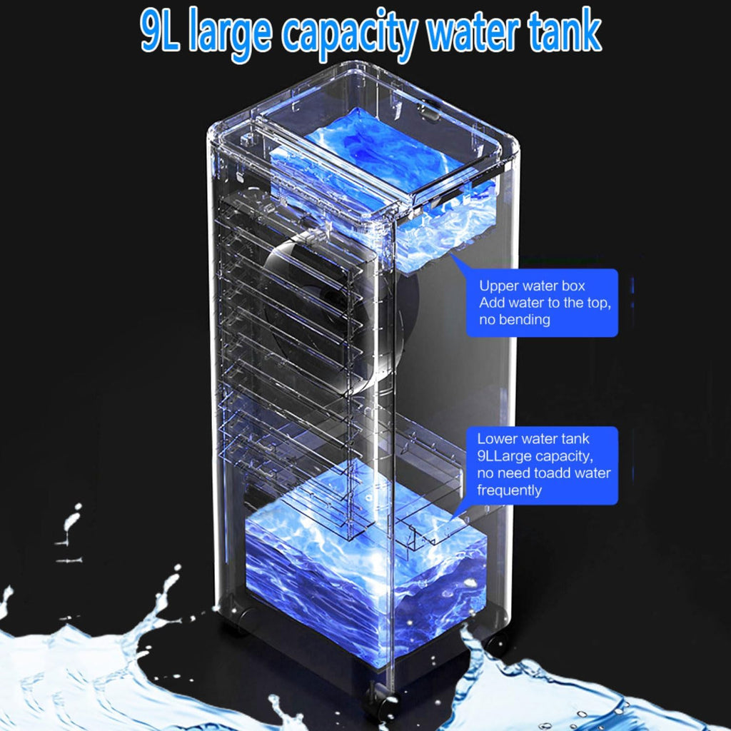 GENERIC Windowless Portable Air Conditioners 9L Evaporative Air Cooler LED Display Portable Cooling Fan Air Purifier 3 Speeds 90°Oscillating 8H Timer Cooling AC Unit Humidifier For Home Office Bedro
