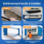  Kit Entretien Climatisation, Kit De Nettoyage Climatisation Split Pour Climatiseur, Bache Nettoyage Clim Avec Parois Latérales Renforcées (Bleu Et Blanc Transparent, Type C)