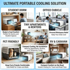  Climatiseur Mobile 2700 BTU, 280 W Basse Consommation | Vrai Compresseur Sans Eau Ni Glace, Refroidissement Rapide, Bruit 45 DB Et Format Compact Pour Dortoir, Bureau Et Caravane