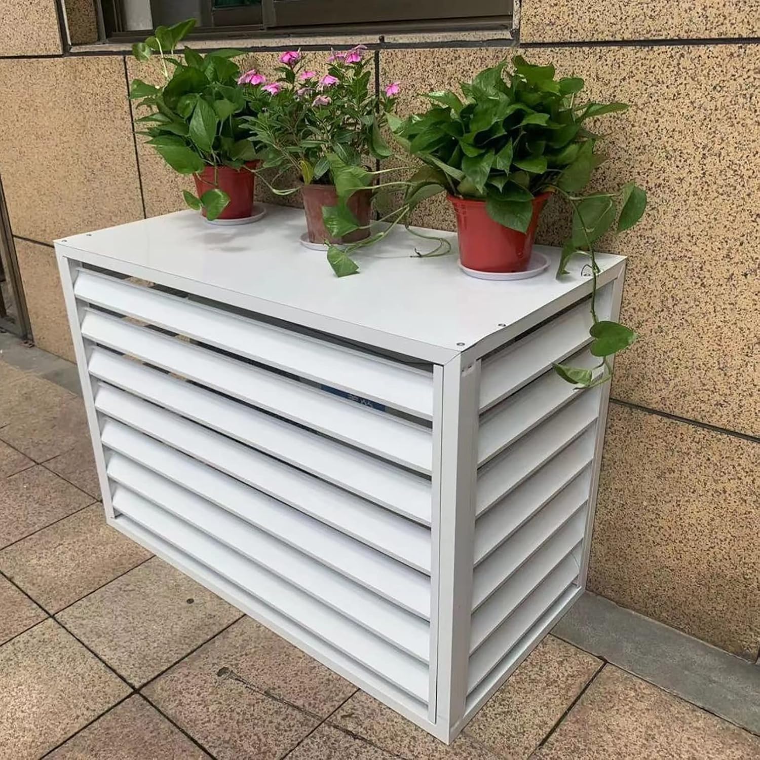  Couvercle De Climatiseur Extérieur En Aluminium Et Boîtier De Pompe à Chaleur, écran De Clôture De Protection Pour Unités De Climatisation, Bouclier De Condensateur Autonome Pour Ordures Ou CVC